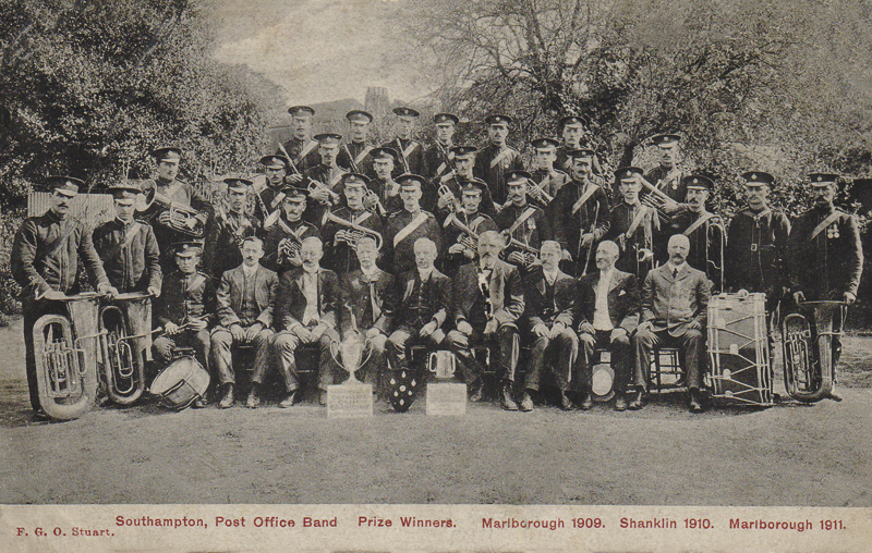 Southampton Post Office Band Prize Winners. Marlborough 1909. Shanklin 1910. Marlborough 1911.